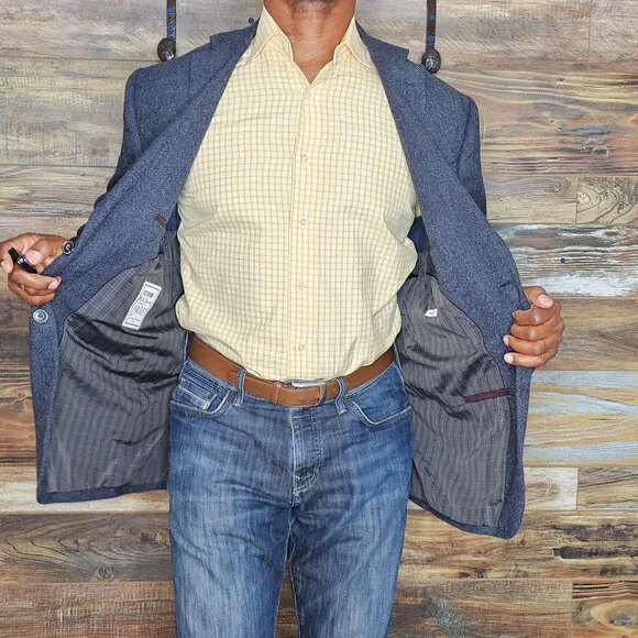 Jos. A. Bank 1905 Tweed Tailored Fit Wool Dual Vent Plaid Jacket Blazer 43R - Picture 6 of 11